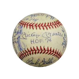 Baseball Hall of Famers Multi-Signed Baseball w/ 16 Signatures Including Mickey Mantle & Eddie Mathews